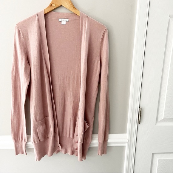 Garnet Hill Button Down Peachy Pink Lightweight Lagenlook Cardigan Sweater Small - Picture 1 of 7